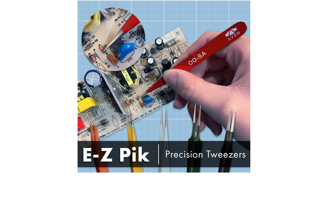 Aven offers E-Z Pik tweezers with durable coating for high visibility and easy identification