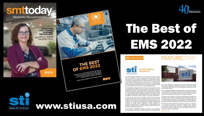 STI Electronics, Inc. Chosen as One of the Best of EMS 2022