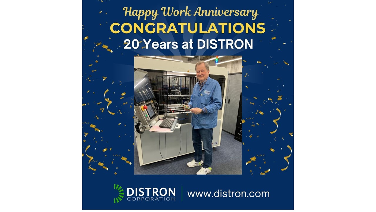 DISTRON CORPORATION Celebrates 20-Year Anniversary of Test Engineering Manager Richard Guerin DISTRON CORPORATION Celebrates 20-Year Anniversary of Test Engineering Manager Richard Guerin