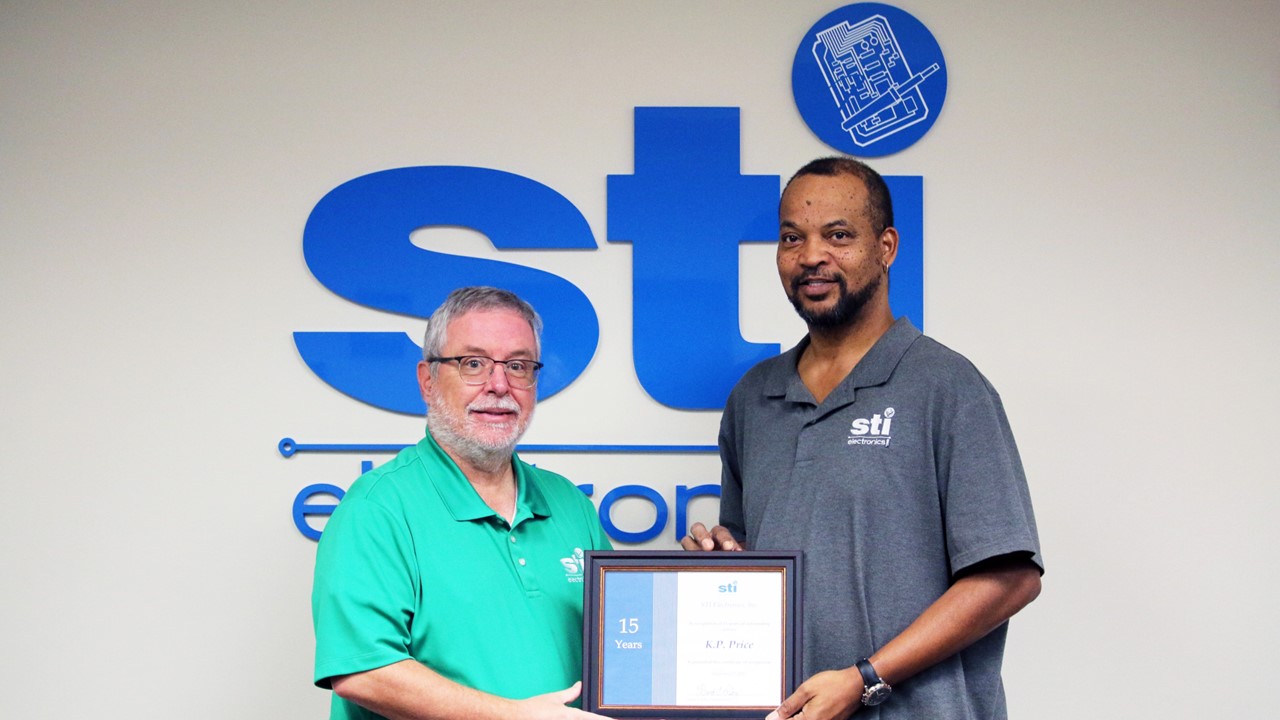 STI Electronics Celebrates K.P. Price’s 15-Year Work Anniversary