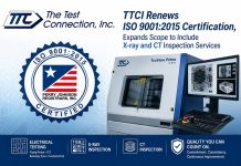 The Test Connection, Inc. Renews ISO 9001:2015 Certification, Expands Scope to Include X-ray and CT Inspection Services The Test Connection, Inc. Renews ISO 9001:2015 Certification, Expands Scope to Include X-ray and CT Inspection Services