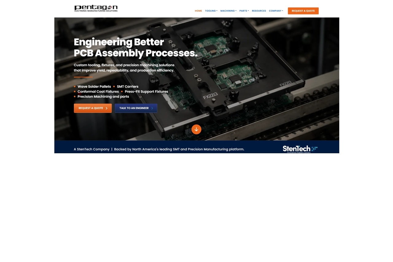 StenTech Launches New Pentagon EMS Website Highlighting Expanded PCBA Tooling and Precision Manufacturing Capabilities StenTech Launches New Pentagon EMS Website Highlighting Expanded PCBA Tooling and Precision Manufacturing Capabilities
