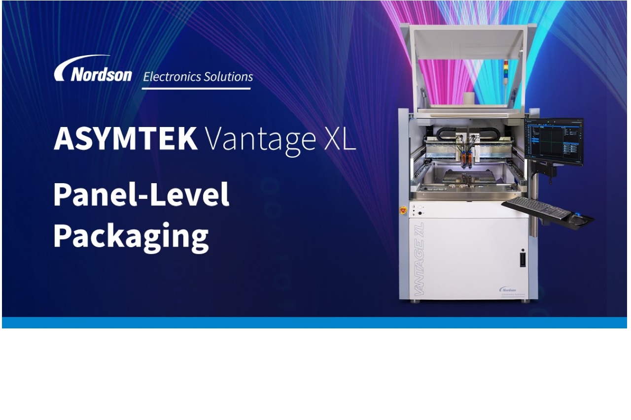 Nordson Electronics Solutions introduces the new ASYMTEK Vantage® XL precision fluid dispensing system for panel-level packaging (PLP) during semiconductor manufacturing at SEMICON Taiwan 2026. Nordson Electronics Solutions introduces the new ASYMTEK Vantage® XL precision fluid dispensing system for panel-level packaging (PLP) during semiconductor manufacturing at SEMICON Taiwan 2026.