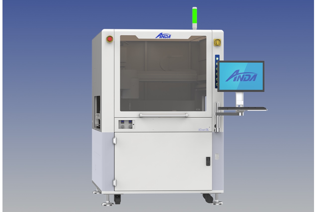 Anda Technologies large-format manufacturing systems including the iCoat-5L JetSelect conformal coating system at SMTA International 2026