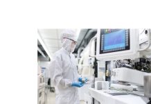 SONOTEC Presents Metal-free Non-contact Flow Meters at SEMICON West SONOTEC SEMIFLOW ultrasonic non-contact flow meter sensor clamped on rigid plastic tubing for semiconductor manufacturing