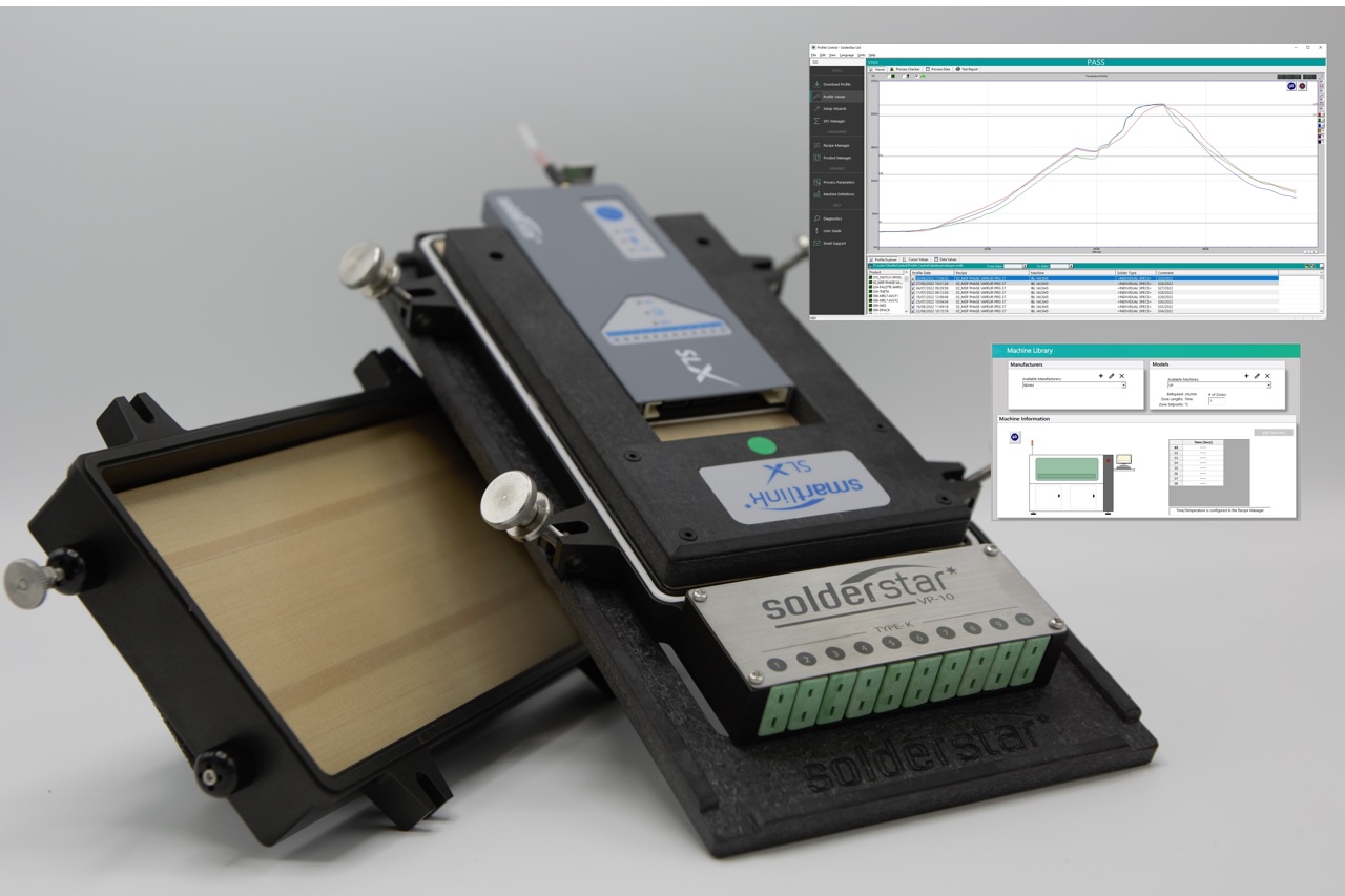 Solderstar VP10 Thermal Profiler and VP Shuttle Verification Fixture displayed at an SMTA trade show event