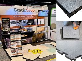StaticStop ESD interlocking flooring tiles displayed at SMTA International trade show booth 2730