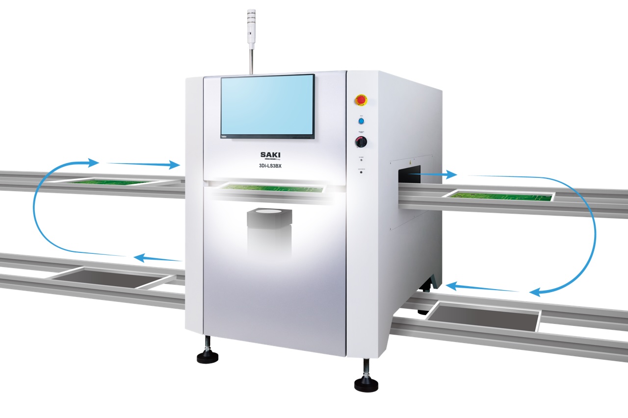 SAKI 3Di-LS3BX inline 3D bottom-side AOI system for THT solder joint and full-surface PCB inspection