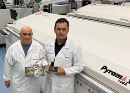 BTU International Pyramax reflow oven installed at Exatronic electronics manufacturing facility in Portugal