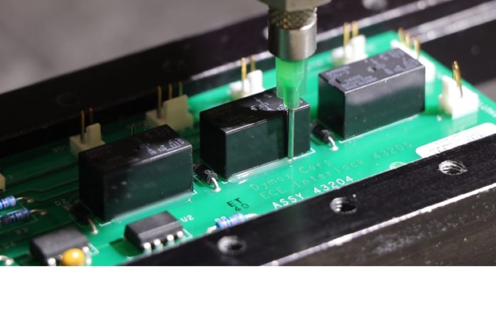 Dymax light-curable adhesives and UV LED curing equipment for advanced electronics assembly at SMTA International