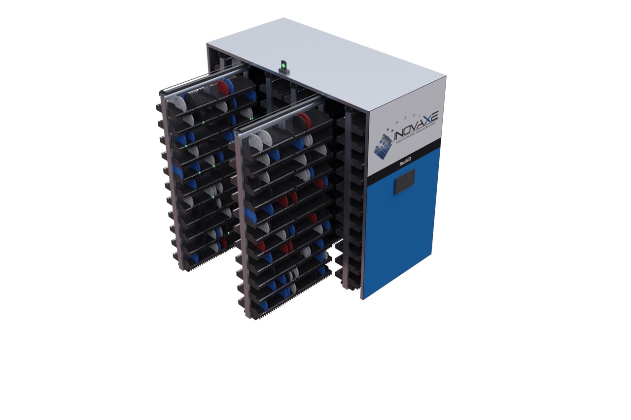Inovaxe InoHD High-Density SMT Storage System with servo-driven mobile shelving and pick-to-light technology