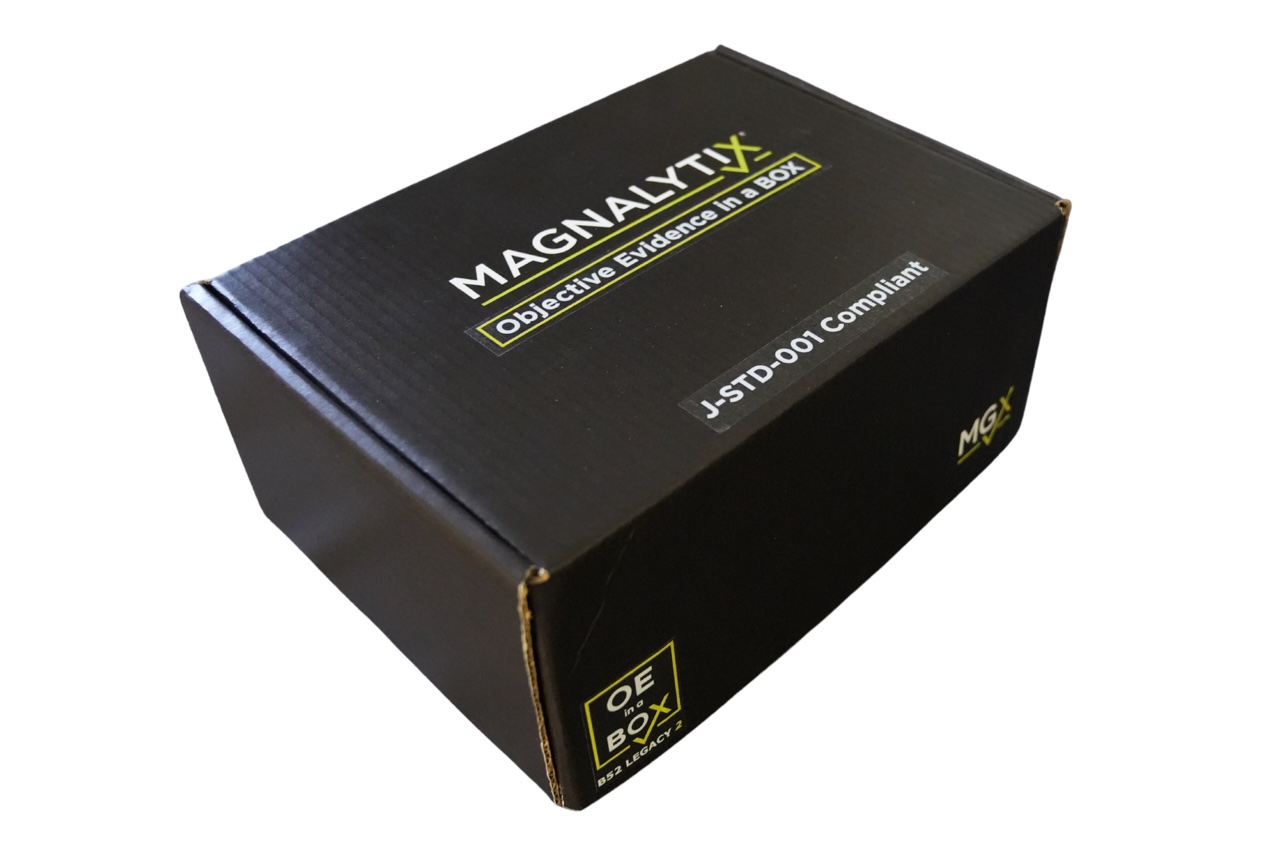 magnalytix-at-smtai.jpeg Magnalytix OE in a Box packaging for J-STD Objective Evidence reliability testing at SMTA International 2026