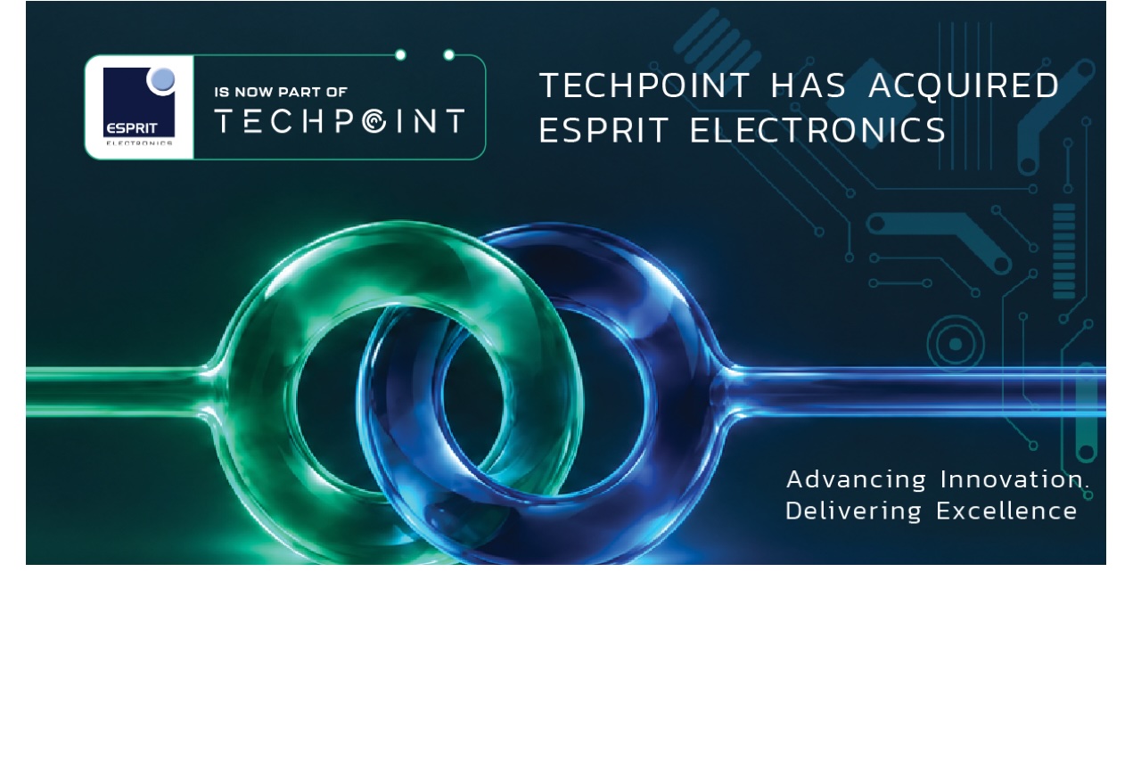 techpoint-acquisition-of-esprit-electronics.jpeg TechPoint and Esprit Electronics logos representing UK EMS acquisition announcement